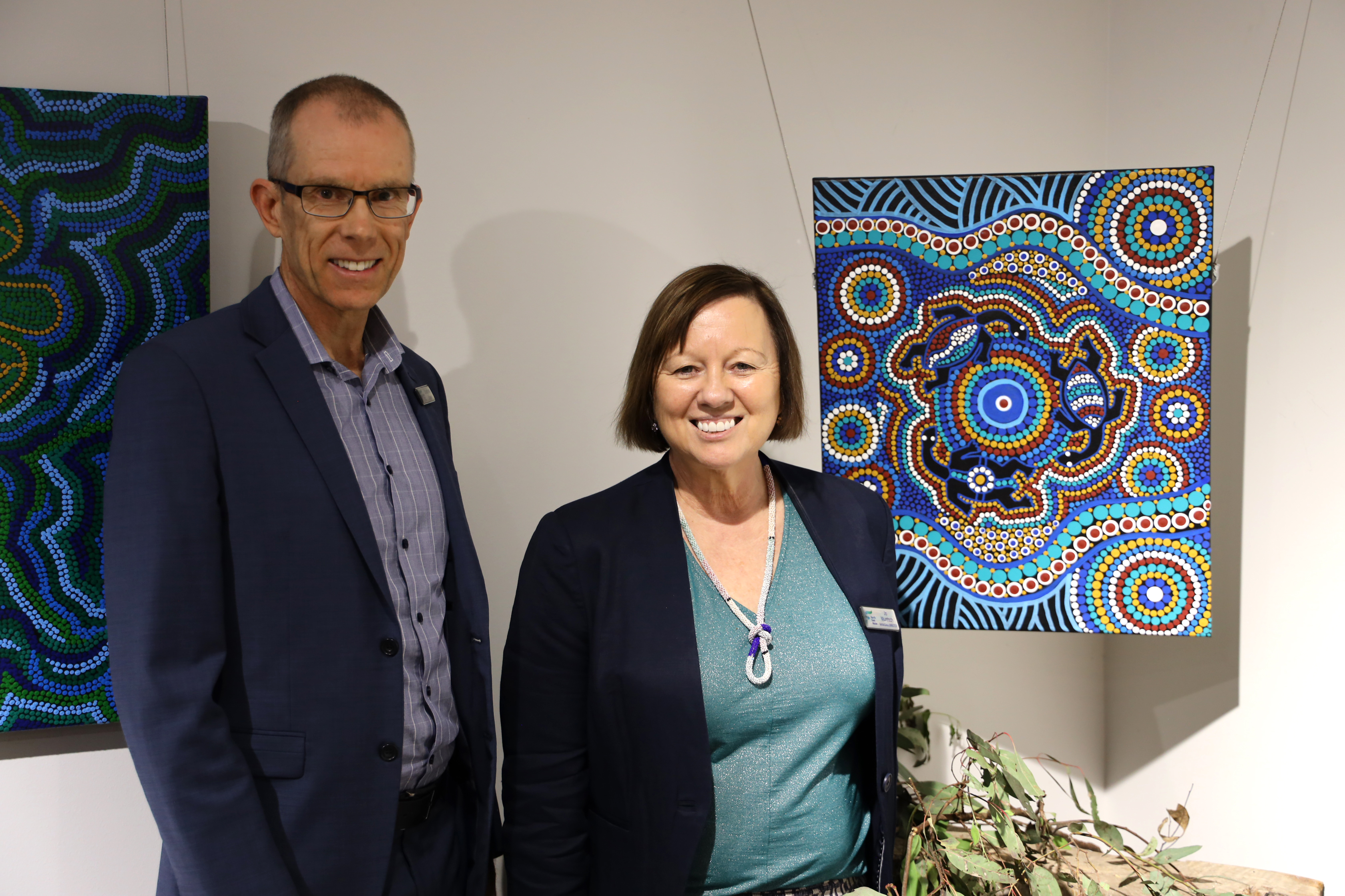 NEW Chair Stephen Brown and NEW Managing Director Jo Murdoch with Art Prize 2025 winning piece. NEW Chair Stephen Brown and NEW Managing Director Jo Murdoch with Art Prize 2025 winning piece.
